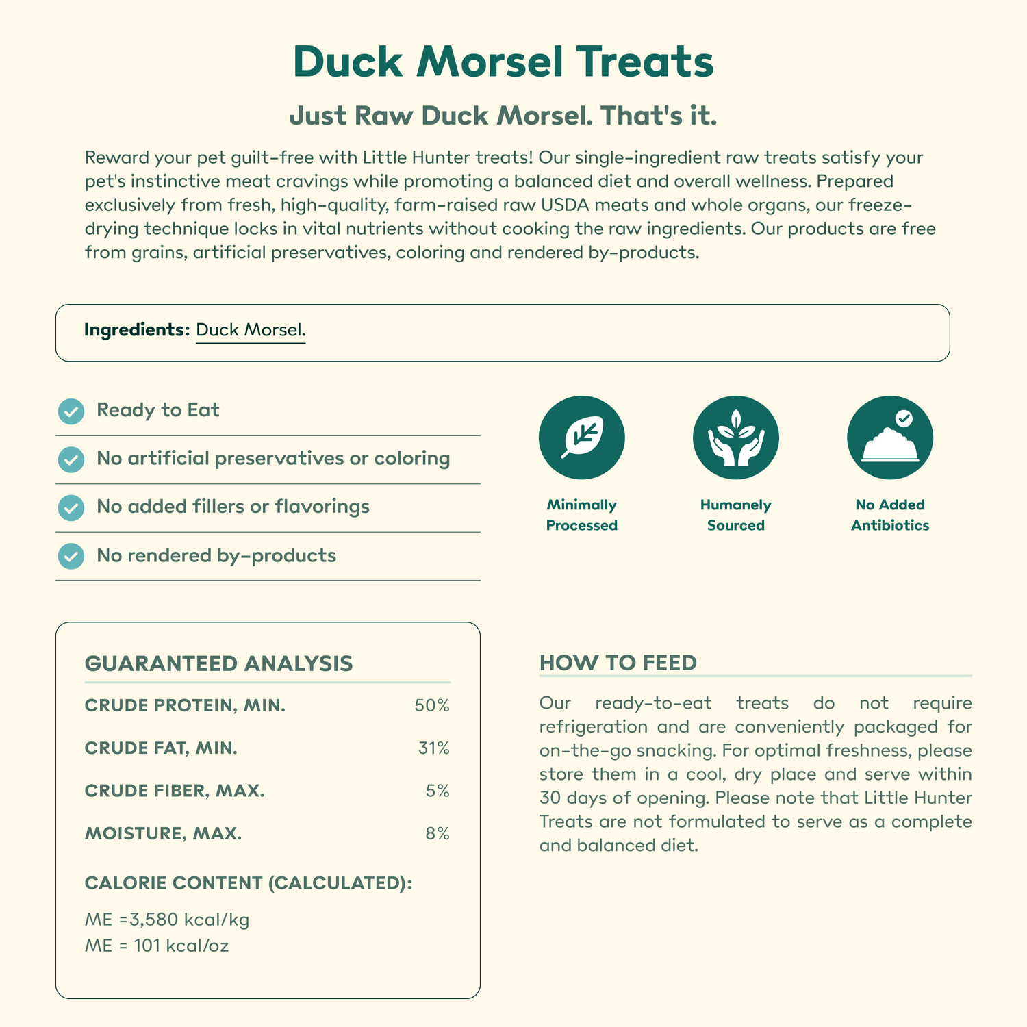 Raw Duck Morsel Treats – Little Hunter